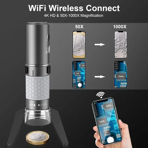 Miniatura 2 de Cámara de Microscopio Digital Inalámbrico Wi-Fi 4K HD Magnificador, Compatible con iPhone, iPad, Teléfonos Android y PC