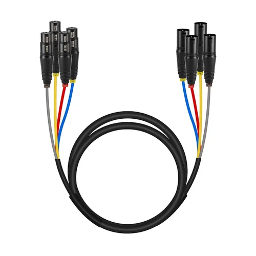 Miniatura 8 de Phenyx Pro PCBL-4IN1-3 - Cable de serpiente XLR de 4 canales, cable de conexión XLR macho a hembra con cobre OFC, cable divisor de 3 pies, cable