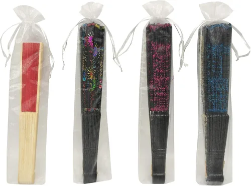 Miniatura 5 de Ankirol 100 bolsas de organza transparente de 2.4 x 10.6 pulgadas, bolsa de regalo de organza plegable con bolsas de seda con cordón para abanicos