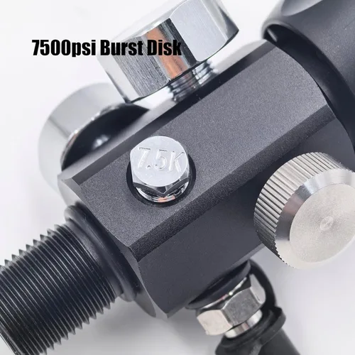 Miniatura 7 de Adaptador de Estación de Llenado de Válvula DIN 4500psi/300bar con Manguera de 20 Pulgadas y Medidor Dual para Cargar Tanque de Buceo, Paintball