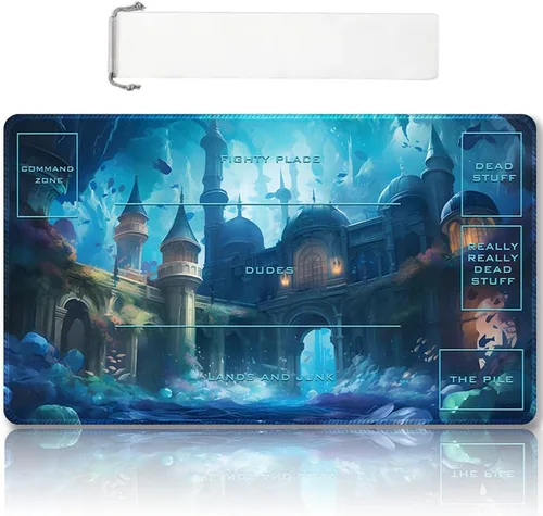 Miniatura 15 de Tapete de Juego MTG Premium Cosido con Zonas y Respaldo de Goma Antideslizante - Tapete de Juego TCG para MTG y Otros Juegos de Cartas - Diseño Dkt