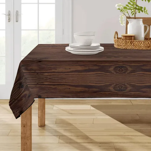 Miniatura 8 de Mantel rectangular de tela de poliéster de 60 x 120 pulgadas, de grano de madera marrón, lavable, resistente a las arrugas, para comedor al aire