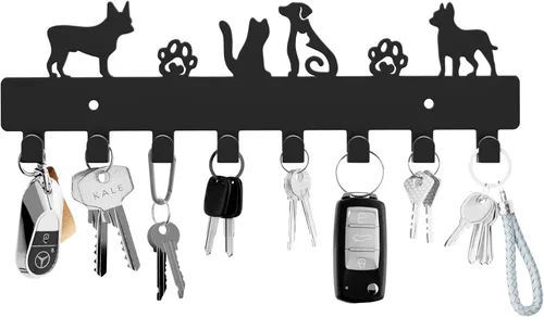 Miniatura 14 de GTK Soporte para llaves de pared, ganchos para llaves con bandeja y 6 ganchos, soporte para llaves montado en la pared para pasillo, estante