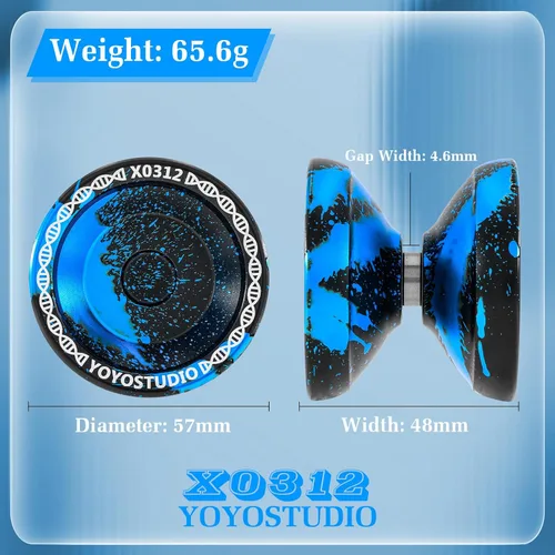 Miniatura 5 de YOYOSTUDIO X0312 Yoyo Profesional de Trucos Responsivo para Niños de 8-12 o Más, Yoyo de Girar con Dedo de Metal para Adultos con Kit de Rodamientos