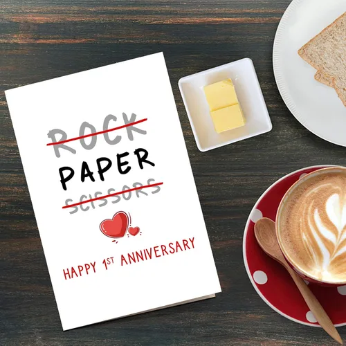 Miniatura 6 de Qiliji Tarjeta de feliz primer aniversario, divertida tarjeta de aniversario de boda de 1 año, tarjeta de felicitación de aniversario de papel