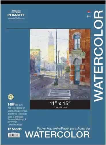 Miniatura 15 de Pro Art Bloc de acuarela de 12 x 16 AF 140 libras, 15 unidades, papel de acuarela, cuaderno de bocetos, papel de color de agua, bloc de papel