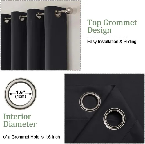 Miniatura 8 de OWENIE Cortinas 100% opacas de 96 pulgadas de largo, 2 paneles para dormitorio, sala de estar, cortinas superiores con aislamiento térmico