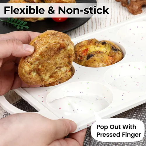 Miniatura 4 de CAKETIME Molde para huevos de silicona con marco reforzado de metal de 3 pulgadas para sándwiches de desayuno, molde redondo de silicona