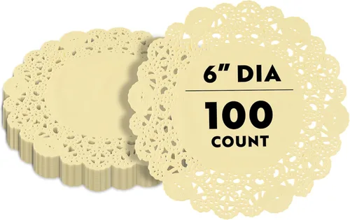 Miniatura 96 de Restaurantware Pastry Tek Blondas de Encaje de 4 x 4 Pulgadas 100 Vajilla Decorativa - Blondas de Mesa Desechables Redondas de Papel Negro