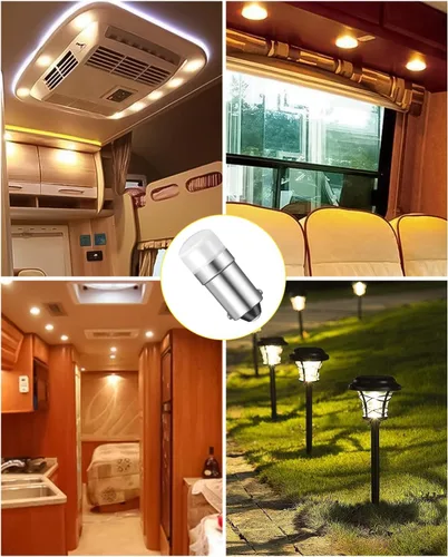 Miniatura 2 de Qasim Bombilla 1893 313 de bayoneta 1818 1819 1820 1895 BA9S Bombilla LED AC/DC 12V para exteriores, caravana, barco, remolque, luz blanca cálida