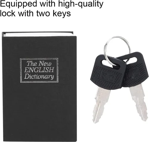 Miniatura 3 de Libro con cerradura de llave, libro de diversión portátil, libro falso, caja oculta, contenedor interior de metal con 2 llaves ahuecadas libro