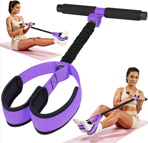 Miniatura 6 de Bandas de resistencia de pedal mejoradas con asas, tubos de látex gruesos y pedal de pie de tela de espuma suave para abdomen, cintura, brazo