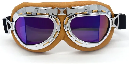 Miniatura 9 de Gafas Vintage para Motocicleta Antivaho y Antiimpacto Protección UV Gafas de Aviador Piloto, Adulto Carreras Voladores Equitación Arena y Polvo