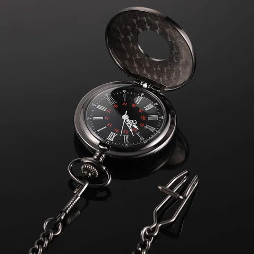 Miniatura 6 de Hicarer Reloj de bolsillo vintage de acero para hombre con cadena