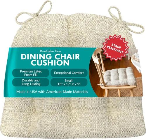 Miniatura 11 de Barnett Home Decor Cojines para silla de comedor Brisbane plateado gris con lazos - Tamaño mediano 16.5 x 18 Almohadilla para silla - Relleno