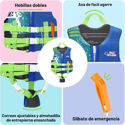 Miniatura 4 de HeySplash Chaleco de natación para niños pequeños, chaqueta de natación para niños de 30-50/50-80 libras, chaleco flotante para niños con correa