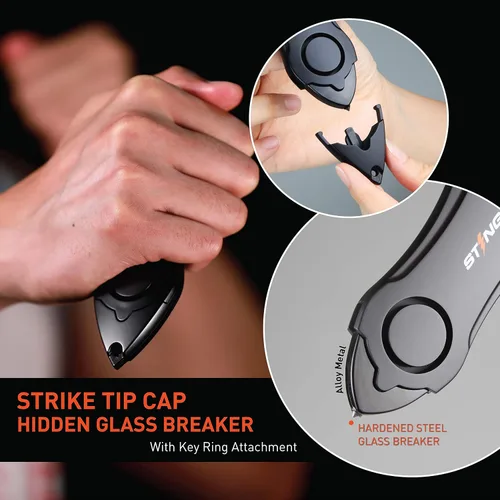 Miniatura 5 de Stinger Llavero de alarma personal, herramienta de emergencia, sirena de alarma de pánico de seguridad, cortador de cinturón de seguridad, rompe
