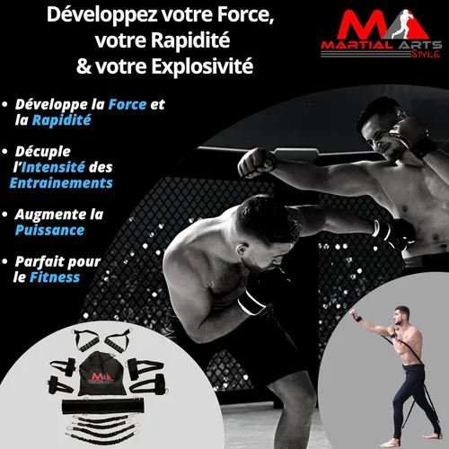 Miniatura 2 de Bandas de resistencia de boxeo para entrenamiento de artes marciales MMA en casa para puñetazos/patadas, bandas de ejercicio de 150 libras
