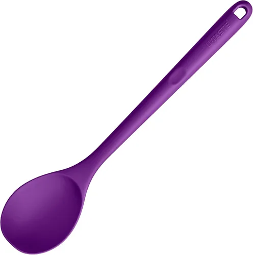 Miniatura 24 de Cuchara ranurada resistente al calor de 600ºF: U-Taste - Cuchara de cocina sólida de cocina de 13.3 pulgadas, utensilio de goma antiadherente de (4)