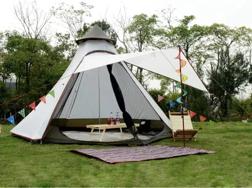 Tienda india Tipi al aire libre de doble capa de camping torre tienda de campaña familiar tienda de campaña yurta tipi tienda de campaña para