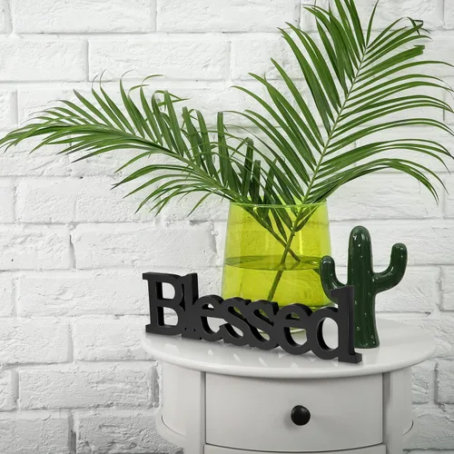 Miniatura 3 de Blulu Letrero de mesa con texto en inglés "Blessed Letter", letrero de mesa de pie de madera rústica, decoración de pie para graduación, baby