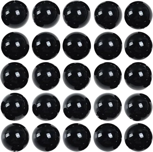Cuentas sueltas de ágata natural negra de 0.315 in Cuentas redondas de piedra para hacer pulseras joyería aprox. 48/pcs
