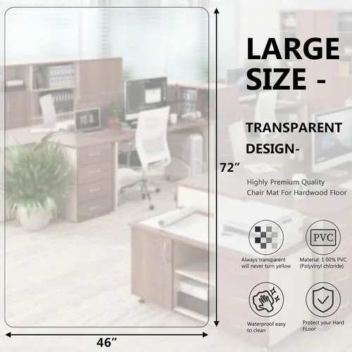 Miniatura 7 de Amyracel Tapete para silla de oficina para suelo de madera dura, tapete de escritorio para suelos de madera, tapete transparente para silla de Claro