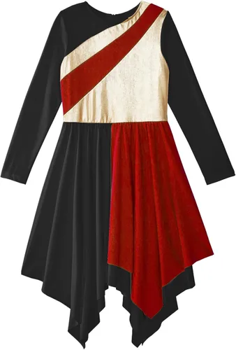 Miniatura 76 de CHICTRY Vestido de baile lírico sin mangas asimétrico para niñas, disfraz de adoración litúrgica contemporánea