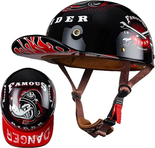 Casco de béisbol de motocicleta, aprobado por DOT, casco de motocicleta para hombre, casco de motocicleta alemán, unisex, para ciclomotor, scooter, 3