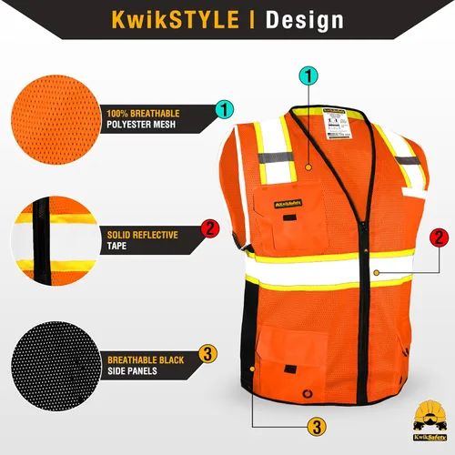 Miniatura 2 de KwikSafety - Chaleco de seguridad BIG KAHUNA Base y edición limitada Chaleco reflectante clase 2 ANSI OSHA chaleco de seguridad para hombres