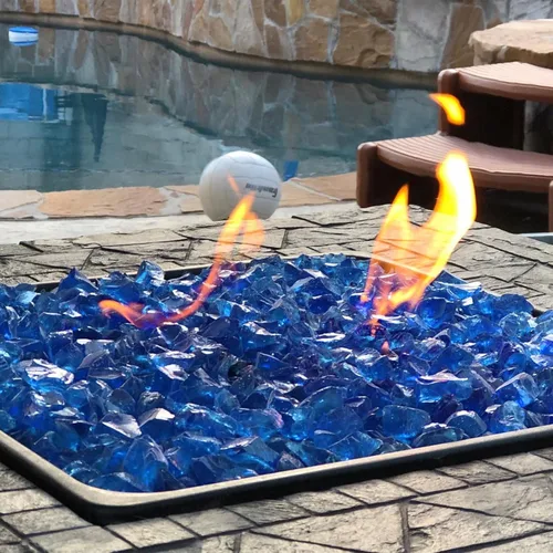Miniatura 2 de GRISUN Vidrio de fuego azul océano Pacífico para hoguera, 10 libras 1/2 pulgada rocas de vidrio templado para chimenea natural o propano, seguro