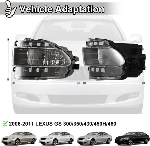 Miniatura 4 de Nixon Offroad Luces antiniebla para Lexus GS300 GS350 GS430 GS450h GS460 2006-2011 Juego de faros antiniebla de conducción de repuesto 1 par