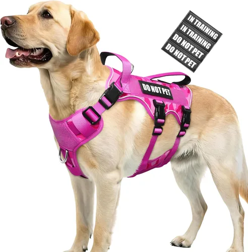 Miniatura 9 de WINSEE - Arnés para perro a prueba de fugas, arnés Molle de servicio y trabajo con doble asa, chaleco táctico para mascotas con 4 parches