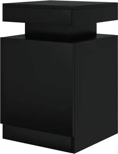 Miniatura 5 de oneinmil Juego de 2 mesitas de noche con luces LED, mesita de noche con armario de almacenamiento para dormitorio, mesita de noche con LED