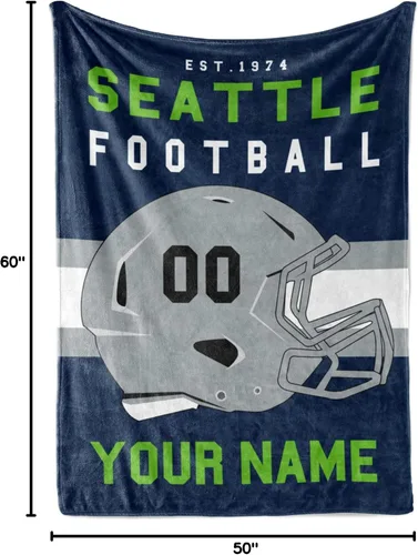 Miniatura 6 de Manta personalizada para fanáticos del fútbol americano – Se envía al día siguiente – Hecha en Estados Unidos – Manta de vellón personalizada