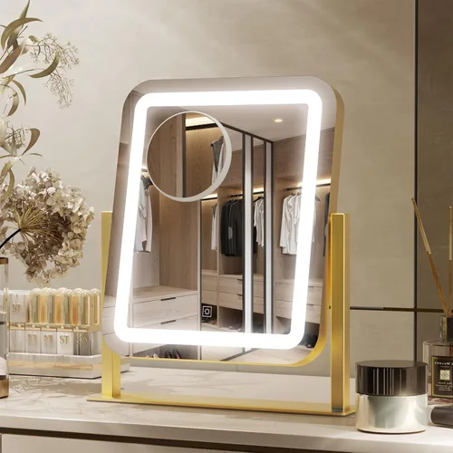 Miniatura 17 de PRIMETEK Espejo de tocador con luces, espejo de maquillaje grande de 19 x 22 pulgadas con luces, espejo de maquillaje iluminado LED, pantalla táctil