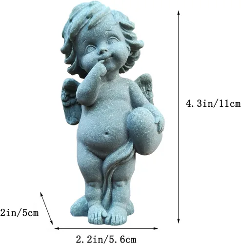 Miniatura 6 de livelyfish Estatua de ángel guardián, pequeña figura de querubín rezando, alas de arenisca, escultura de ángel para acuario, hogar, decoración