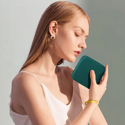 Miniatura 7 de Dajasan Joyero de viaje de terciopelo, mini estuche de joyería de viaje, pequeño organizador de joyas de viaje portátil con espejo para mujeres