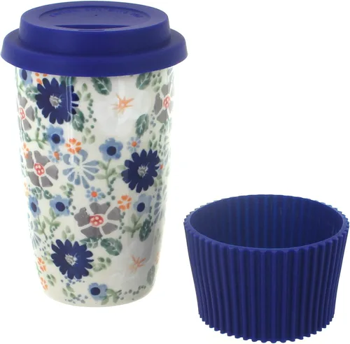 Miniatura 16 de Blue Rose Polish Pottery - Taza de café de viaje de mariposa amarilla y azul - 12 oz - Taza para llevar, se adapta a la mayoría de portavasos