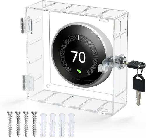 Miniatura 11 de SUTINE Caja de bloqueo de termostato, transparente, rectangular, 1 unidad, universal, montaje en pared, control HVAC, protector de termostato