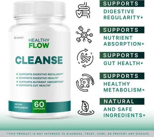 Miniatura 2 de Healthy Flow Cleanse Cápsulas – Píldoras oficiales HealthyFlow Cleanse Daily Premium Support HealthyFlowCleanse fórmula digestiva natural