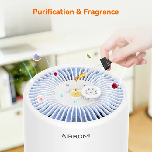 Miniatura 4 de AIRROMI Purificador de aire para mascotas para alergias en el hogar, hasta 660 pies cuadrados, filtro de carbón activado desodorizante HEPA