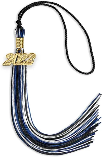 Miniatura 118 de Endea Graduation Borla mixta de triple color con gota de fecha dorada (negro/dorado/blanco, 2021)