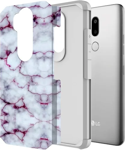 Miniatura 2 de Rosebono - Funda para LG G7 Thinq, delgada híbrida de doble capa a prueba de golpes, cubierta dura gráfica de moda, linda funda de silicona colorida