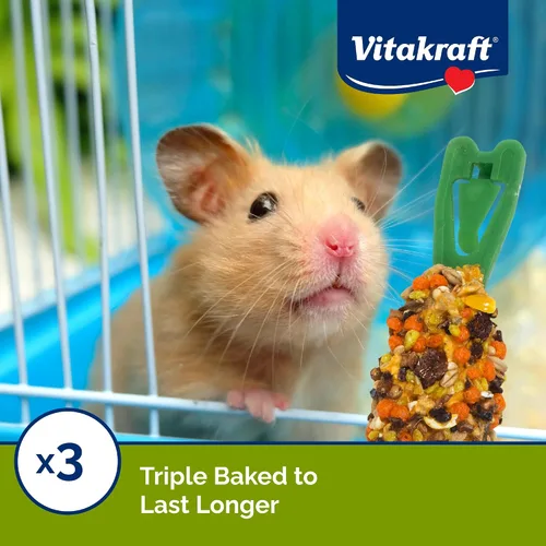 Miniatura 4 de Vitakraft Crunch Sticks Hamster Treats sabor manzana y miel, paquete de 2 palitos masticables crujientes saludables para hámsters y jerbos - Juguete