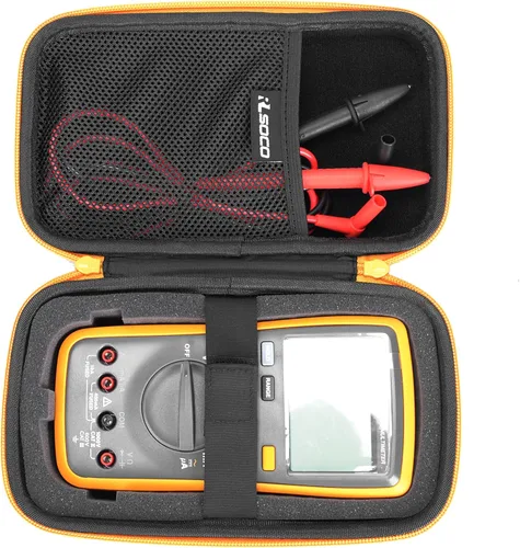 Miniatura 6 de RLSOCO Funda de transporte para multímetro digital Fluke 15B+/17B+/117/107/115/116/101/179/106/113/177/114/178/233 y más - cremallera amarilla