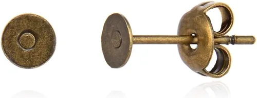 Miniatura 2 de Adabele 100 postes hipoalergénicos para aretes chapados en bronce antiguo de 0.118 pulgadas (0.118 in) para tablero plano pequeño, pegamento