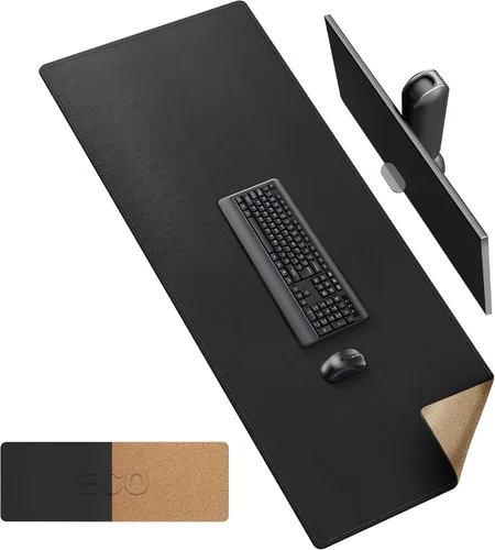 Miniatura 46 de MAIDERN Cubierta de mesa estrecha de 39.4" x 7.9", tapete reversible de cuero y corcho para mesa consola, protector de mesa largo y delgado
