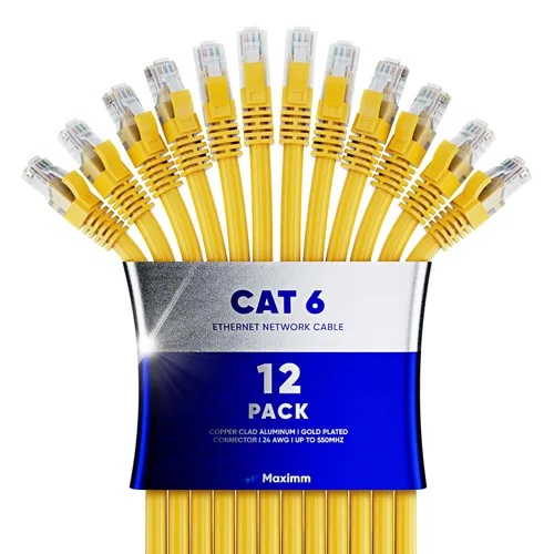 Miniatura 10 de Maximm Cable Ethernet Cat 6 – 7 pies (paquete de 12), LAN de alta velocidad, Internet, parche y cable de red, UTP, 10 Gbps, 550 MHz, color azul