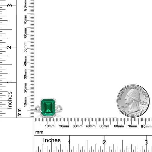 Miniatura 16 de Gem Stone King 5-8 Cttw Halo Ring for Women 925 Sterling Silver Emerald Cut 12X10MM Gemstone Birthstone Fine Jewelry for Her Mom Wife